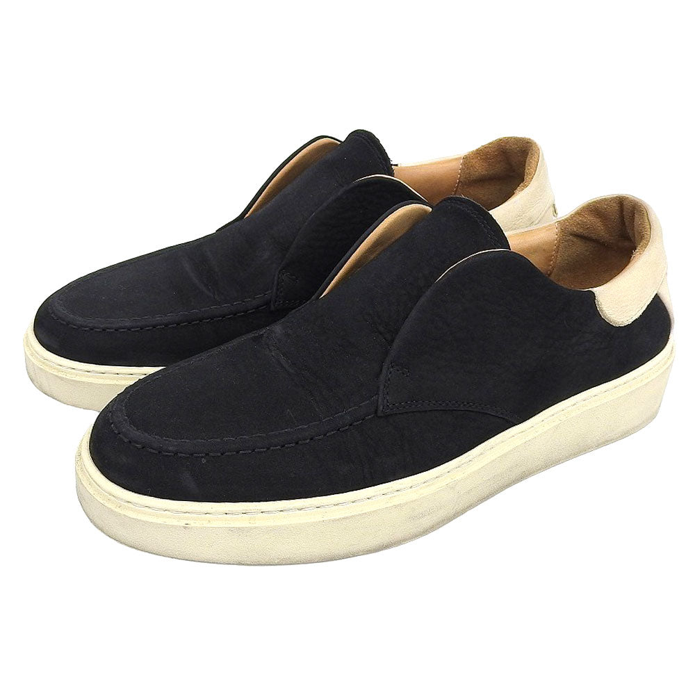 CAMERELENGO Leather Suede Slip-Ons Black Size EU 40