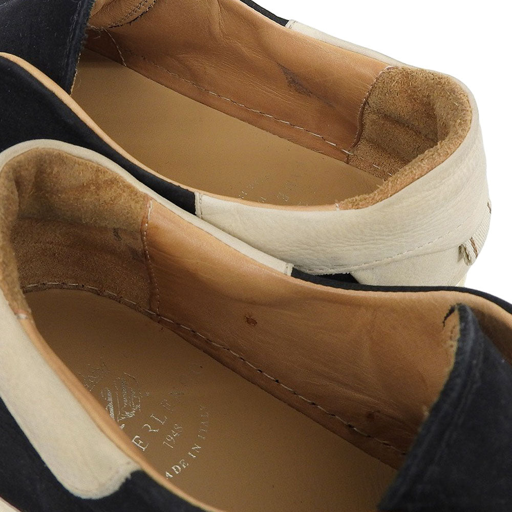 CAMERELENGO Leather Suede Slip-Ons Black Size EU 40