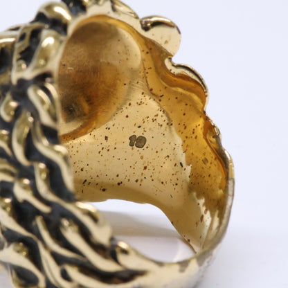 GUCCI Gold Lion Head Crystal Ring Size JP 18