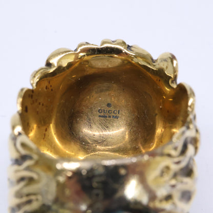 GUCCI Gold Lion Head Crystal Ring Size JP 18
