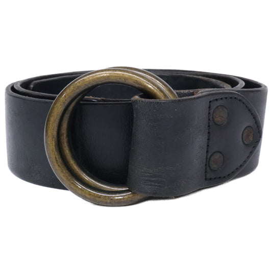 RRL Black Leather Brass Ring Buckle Belt Size 34