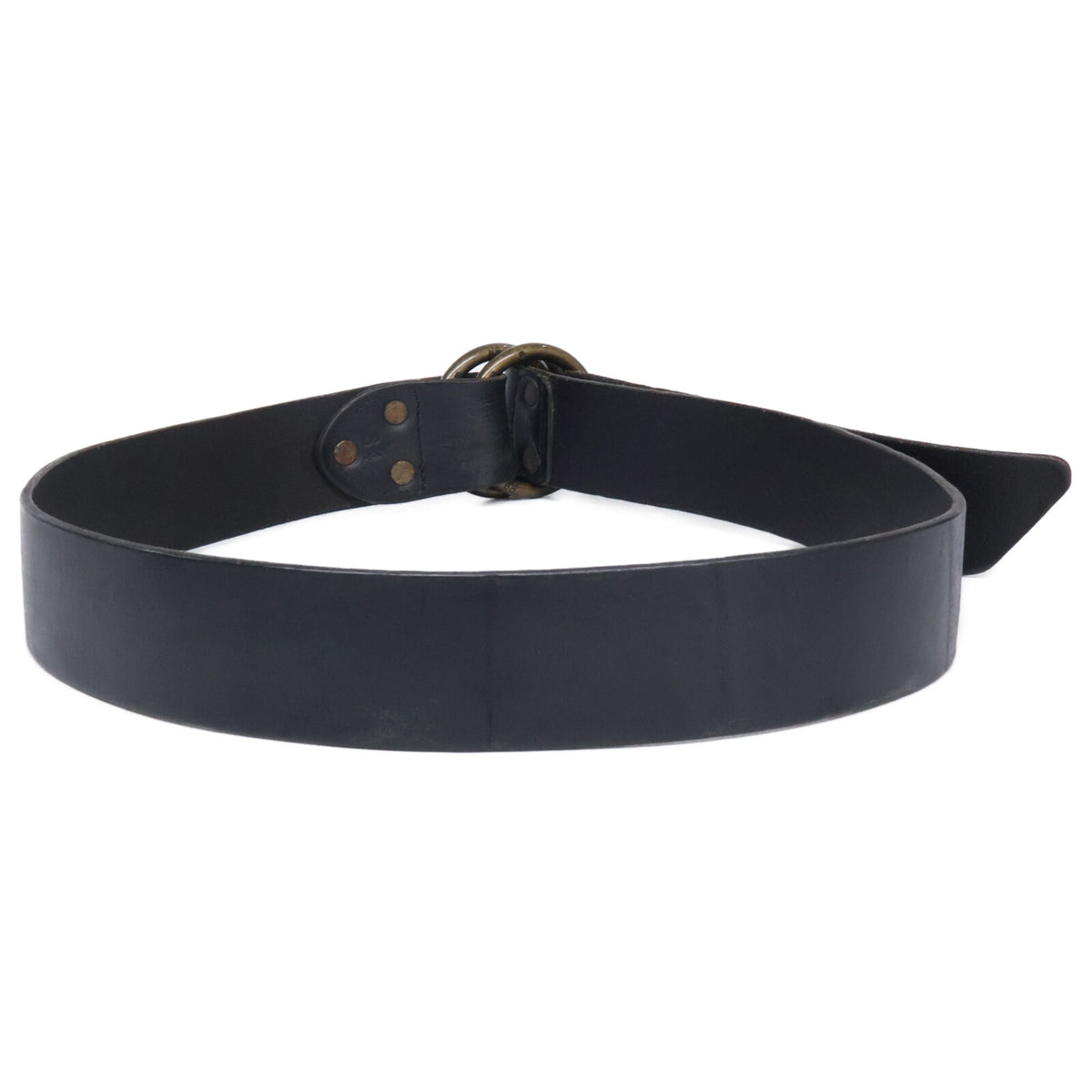 RRL Black Leather Brass Ring Buckle Belt Size 34