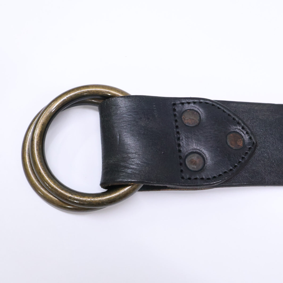 RRL Black Leather Brass Ring Buckle Belt Size 34