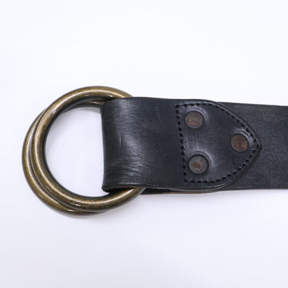 RRL Black Leather Brass Ring Buckle Belt Size 34