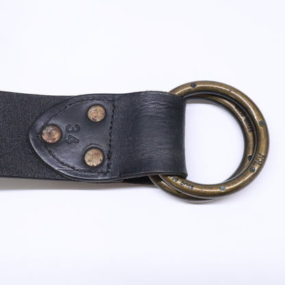 RRL Black Leather Brass Ring Buckle Belt Size 34