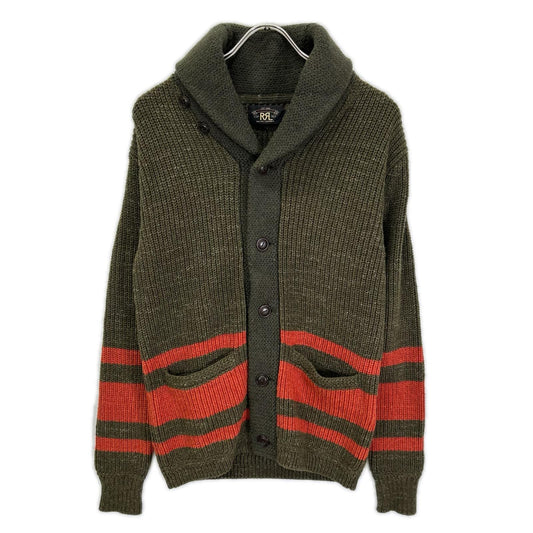 RRL Shawl Collar Button Cardigan Khaki/Orange Size XS