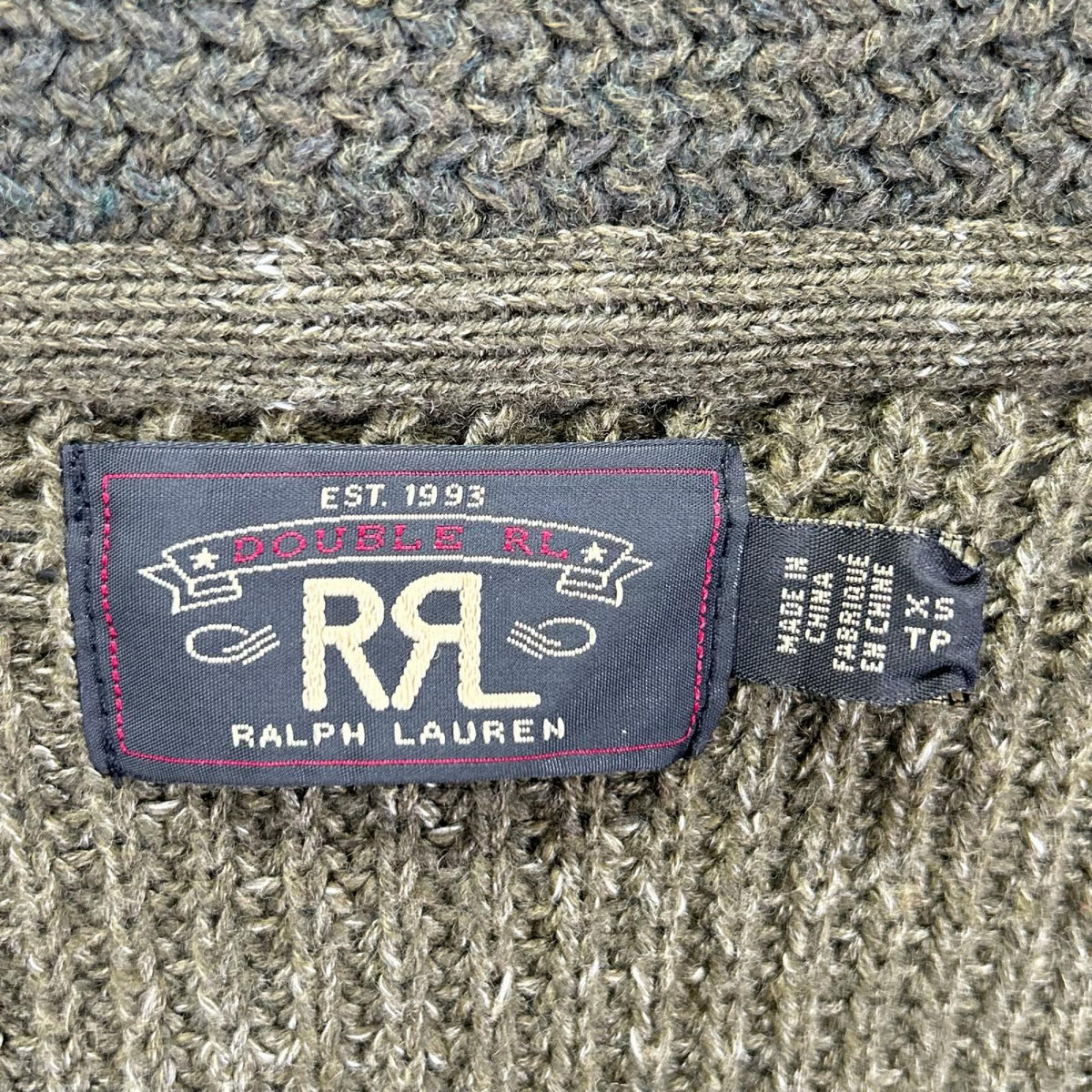 RRL Shawl Collar Button Cardigan Khaki/Orange Size XS