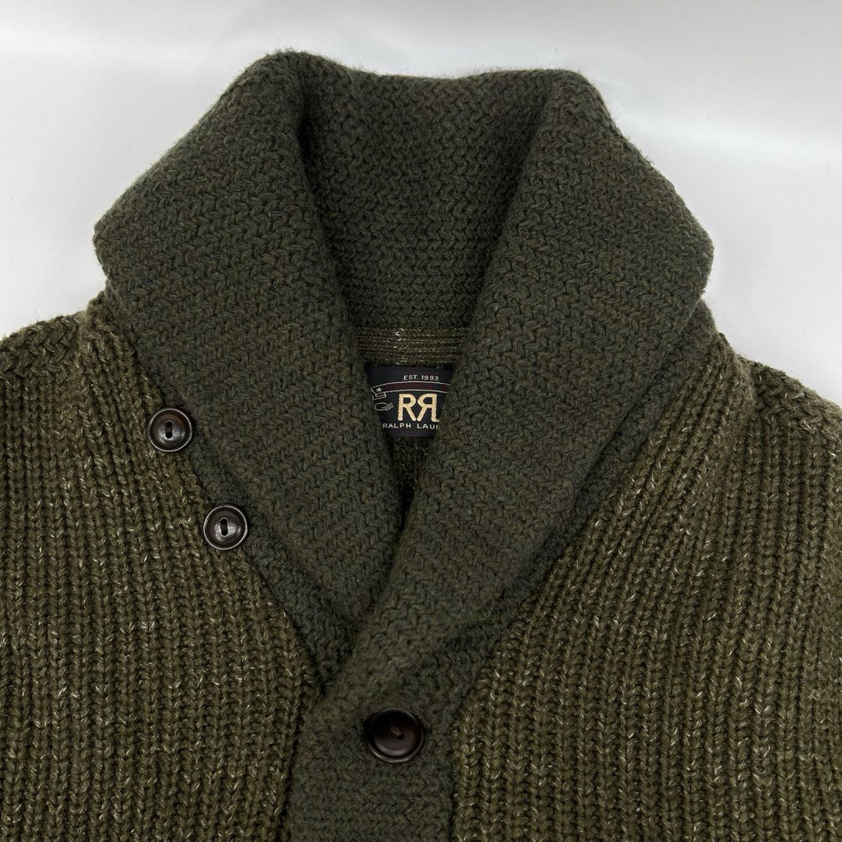 RRL Shawl Collar Button Cardigan Khaki/Orange Size XS