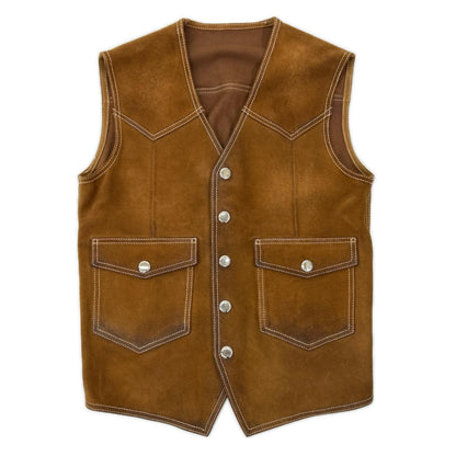 DSQUARED2 Brown Suede Leather Gilet Vest Size 46