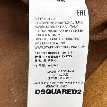 DSQUARED2 Brown Suede Leather Gilet Vest Size 46