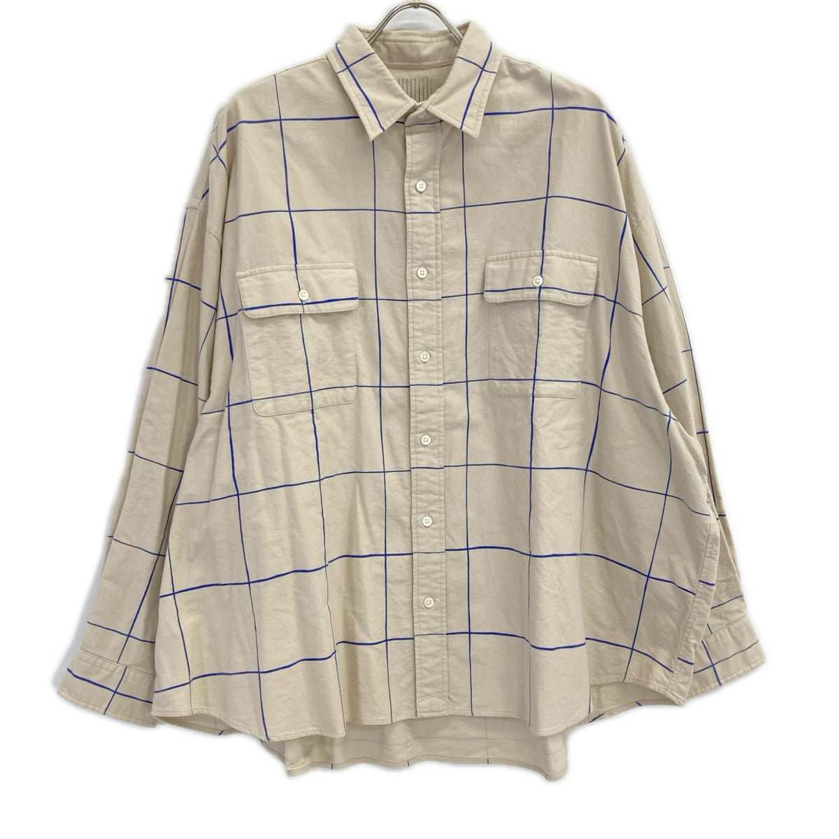 SFC Beige Blue Check Cotton Shirt Size XXXXL