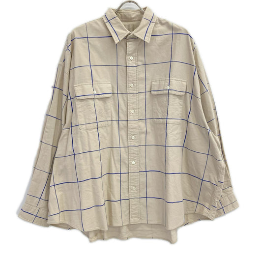SFC Beige Blue Check Cotton Shirt Size XXXXL