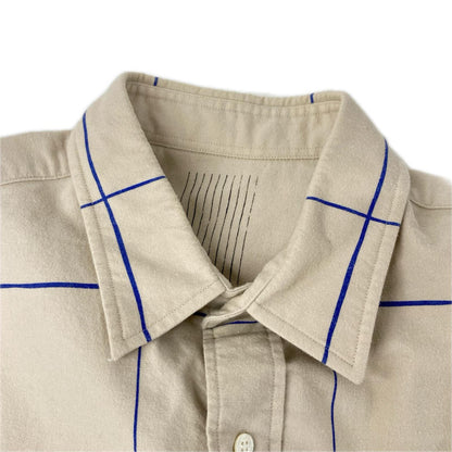 SFC Beige Blue Check Cotton Shirt Size XXXXL