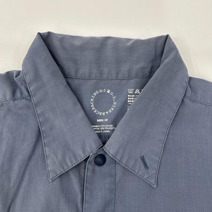 yamatomiti Bamboo Short Sleeve Shirt Blue Rayon Size M