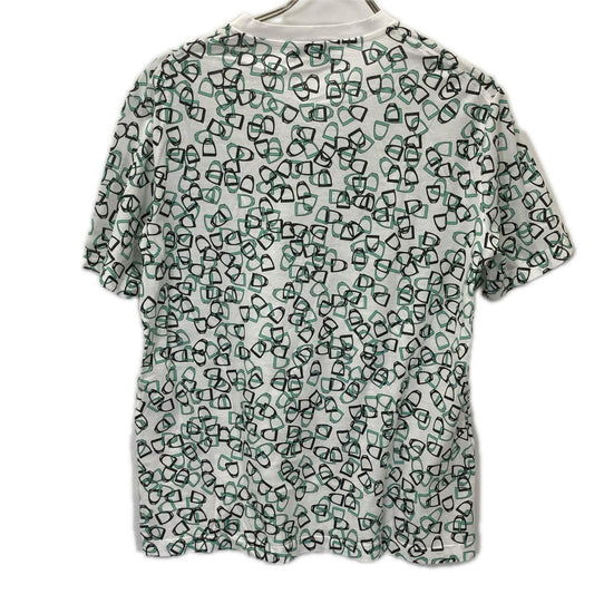 HERMES White Green Embroidered T-Shirt Size S