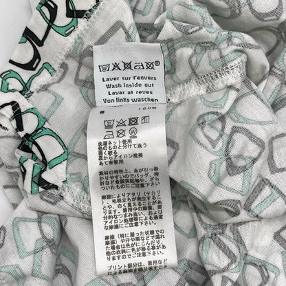 HERMES White Green Embroidered T-Shirt Size S