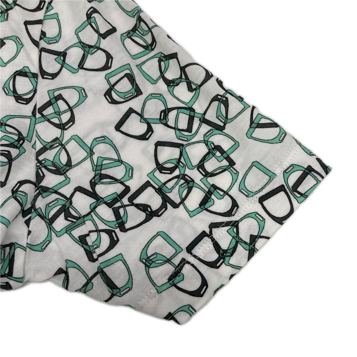 HERMES White Green Embroidered T-Shirt Size S