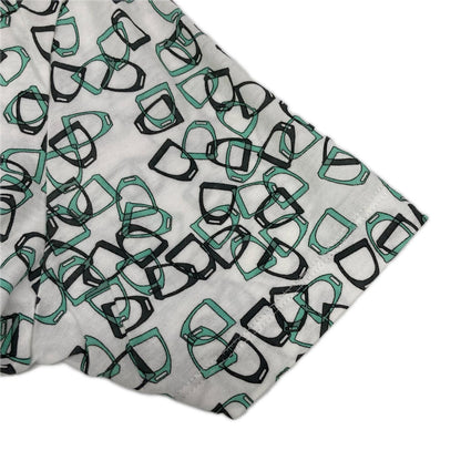 HERMES White Green Embroidered T-Shirt Size S