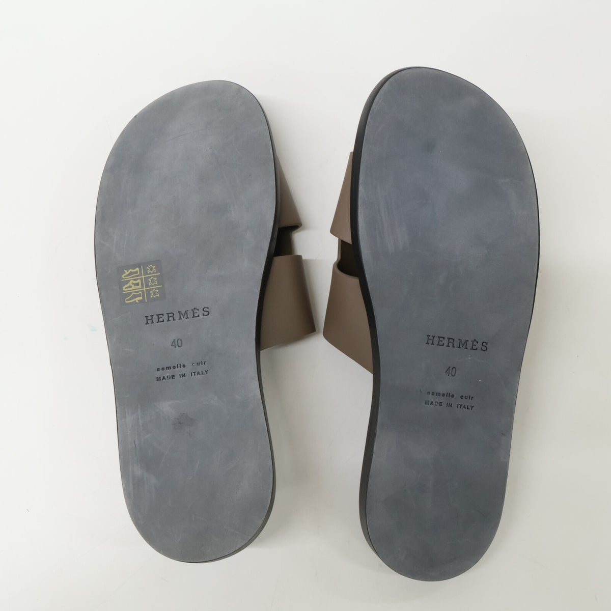 HERMES Brown Izmir Calf Leather Sandals Size EU 40