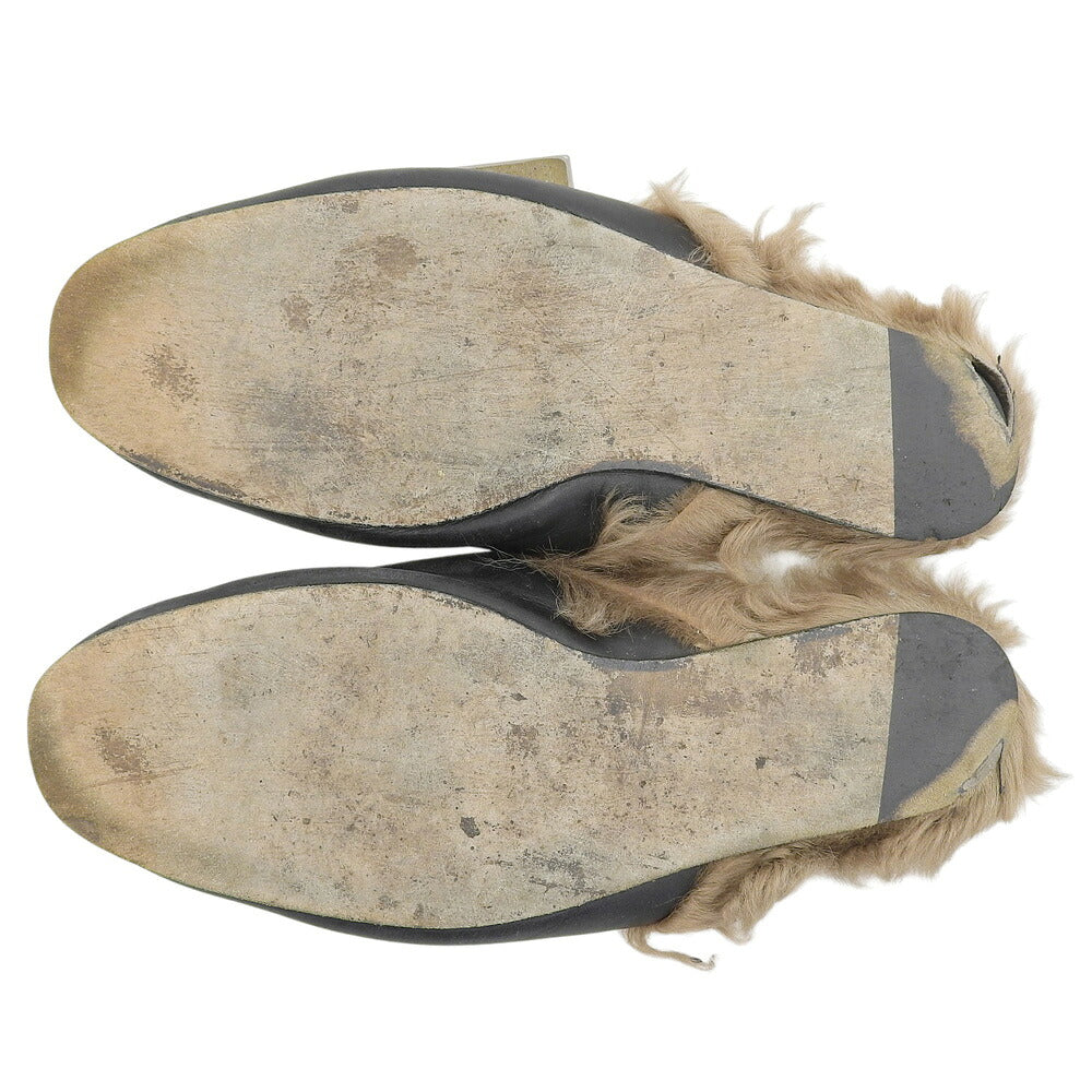 GUCCI Fur Mules Black Sandals Size 10