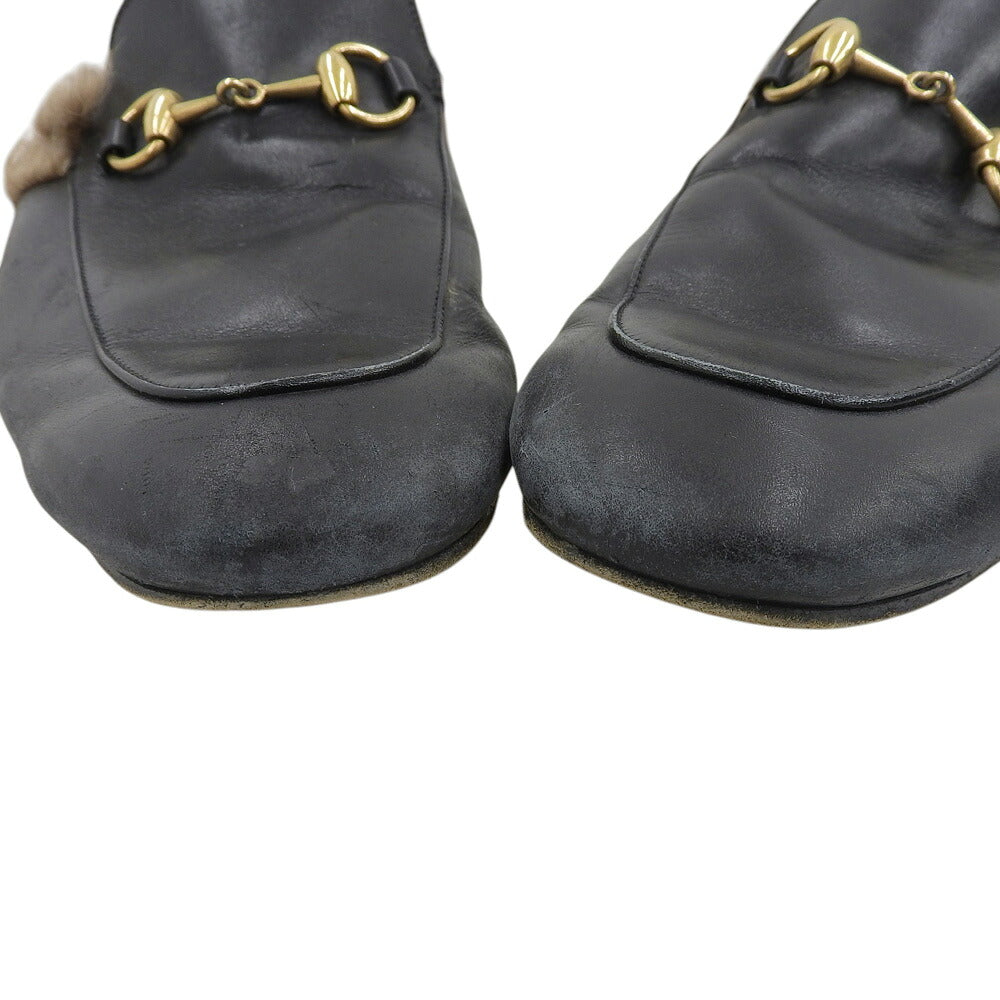 GUCCI Fur Mules Black Sandals Size 10