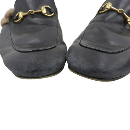 GUCCI Fur Mules Black Sandals Size 10
