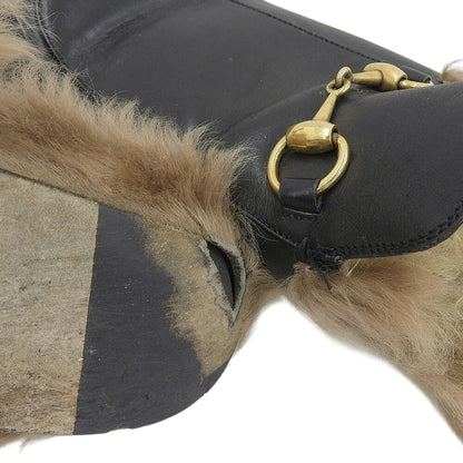 GUCCI Fur Mules Black Sandals Size 10