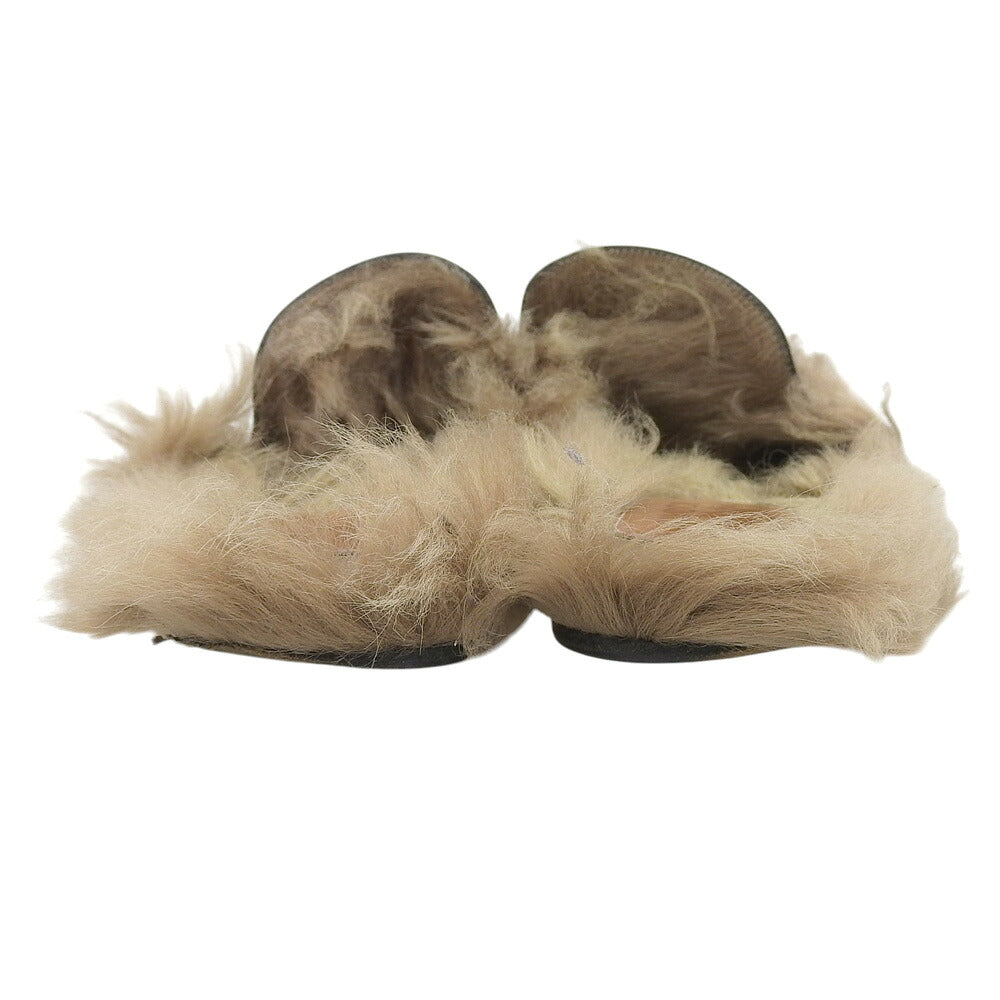 GUCCI Fur Mules Black Sandals Size 10