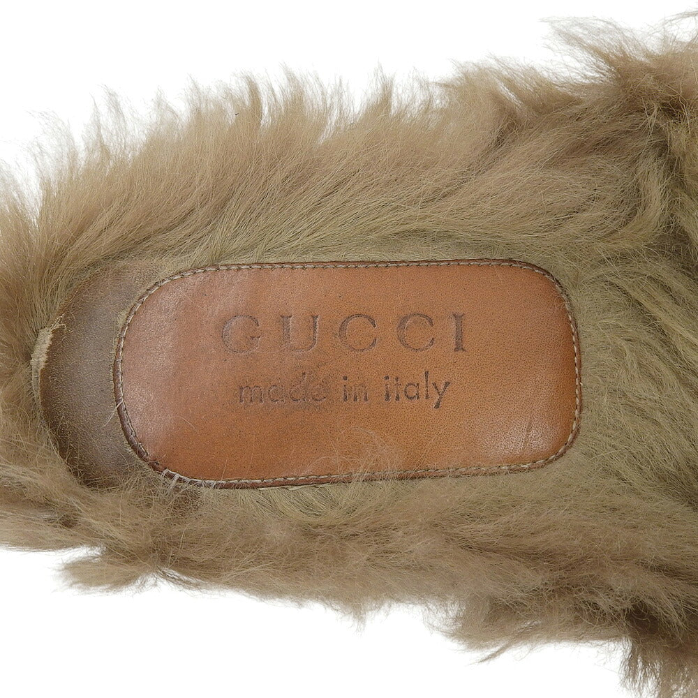 GUCCI Fur Mules Black Sandals Size 10