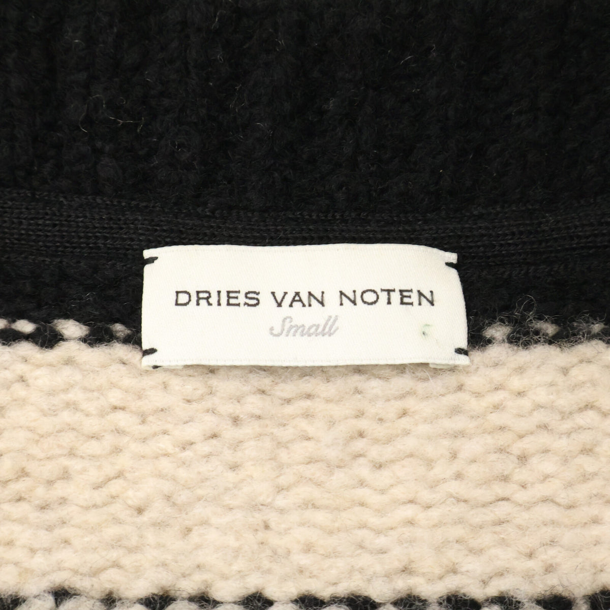 DRIES VAN NOTEN Black/White Cashmere Wool Cardigan Size S
