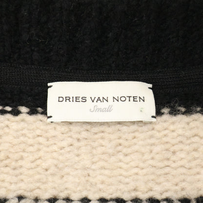 DRIES VAN NOTEN Black/White Cashmere Wool Cardigan Size S