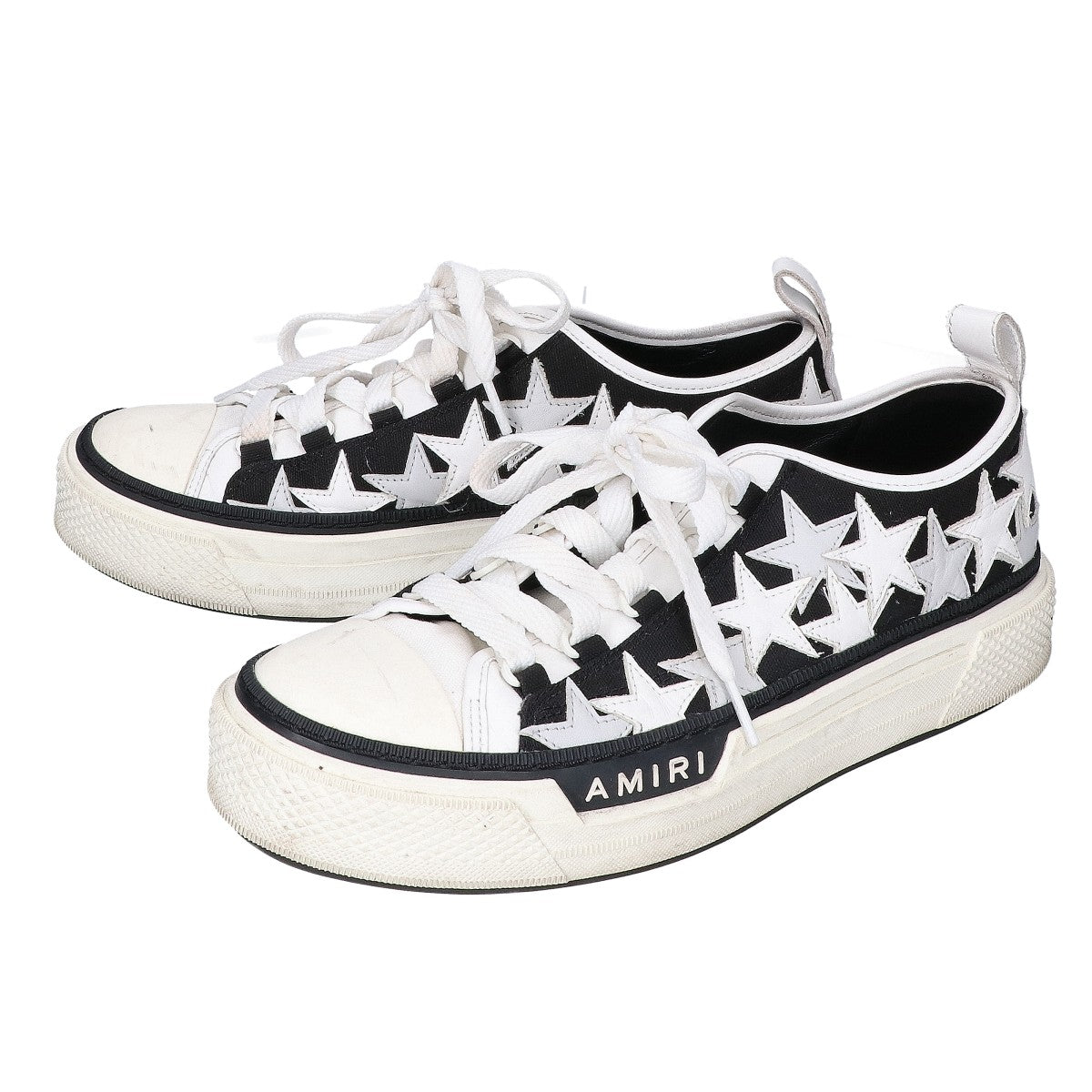 AMIRI Star Patch Canvas Low-Cut Black White Sneakers Size EU 42