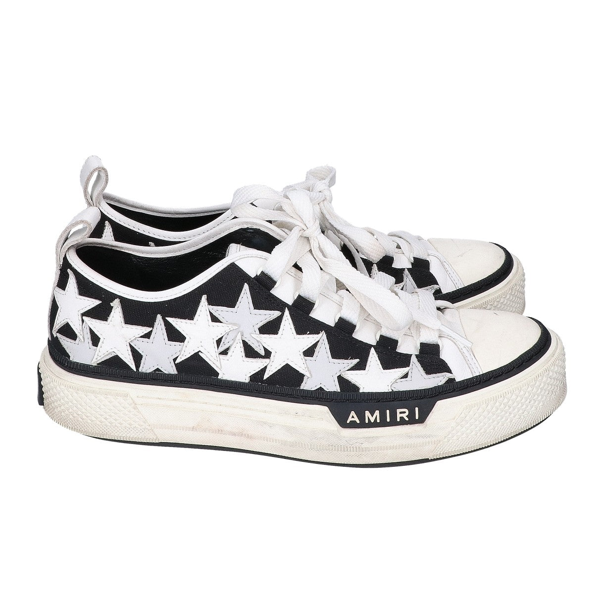 AMIRI Star Patch Canvas Low-Cut Black White Sneakers Size EU 42