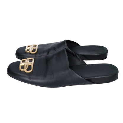 BALENCIAGA Black BB Logo Leather Sandals Size EU 42