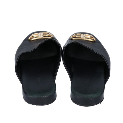 BALENCIAGA Black BB Logo Leather Sandals Size EU 42