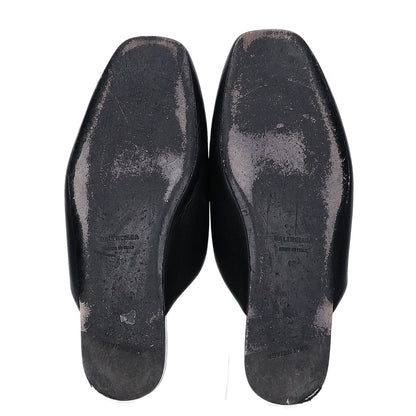 BALENCIAGA Black BB Logo Leather Sandals Size EU 42