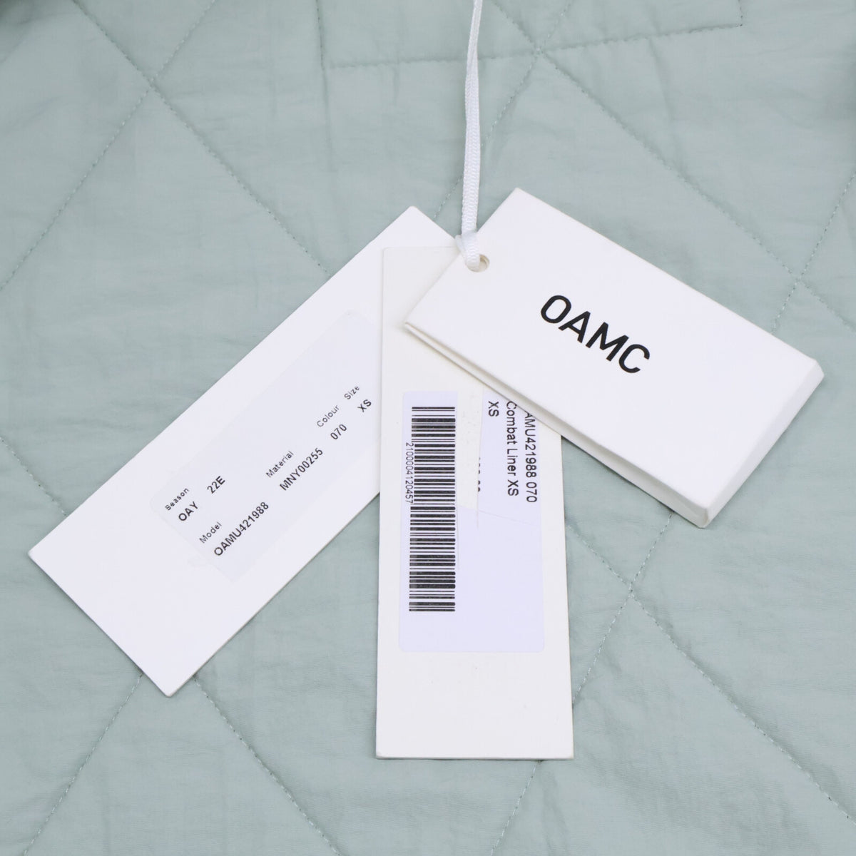 OAMC Nylon Combat Liner Quilted Jacket Mint Green Size XS