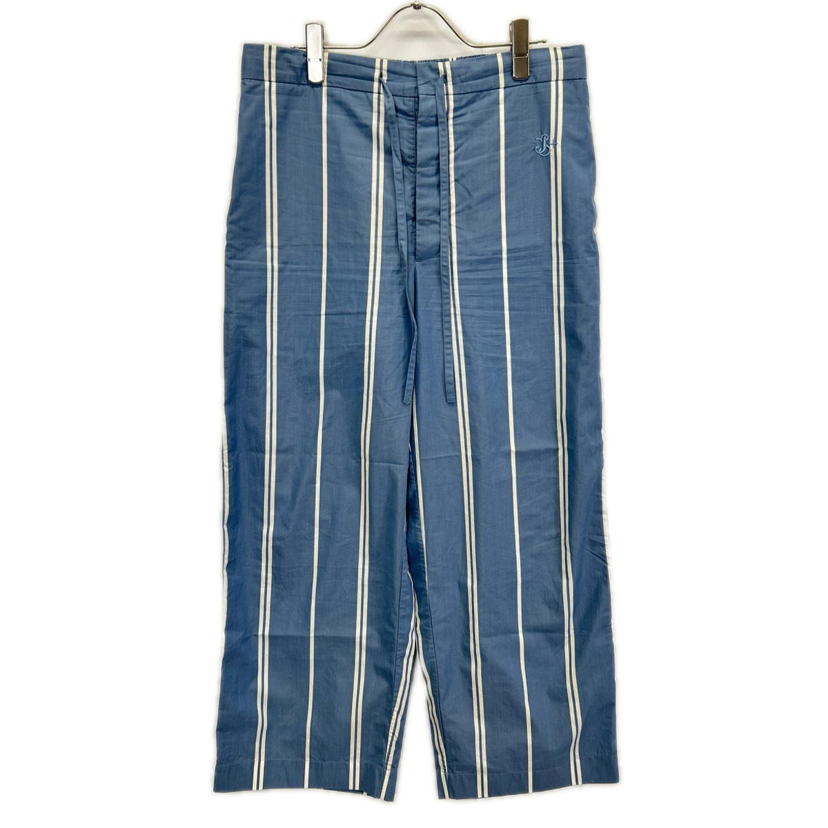 JIL SANDER+ Blue Striped Cotton Relaxed Pants Size 44