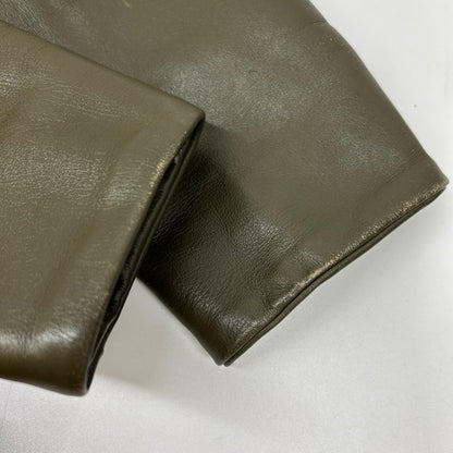 the sakaki Navy Khaki Arm Leather Varsity Jacket