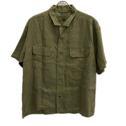 NIGEL CABOURN Linen Twill Open Collar SS Shirt Khaki Size 48