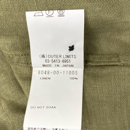 NIGEL CABOURN Linen Twill Open Collar SS Shirt Khaki Size 48