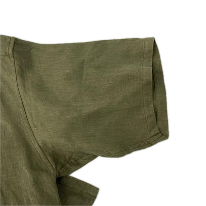 NIGEL CABOURN Linen Twill Open Collar SS Shirt Khaki Size 48