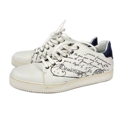 berluti Playtime Scritto Leather Sneakers White/Navy Size UK 10.5