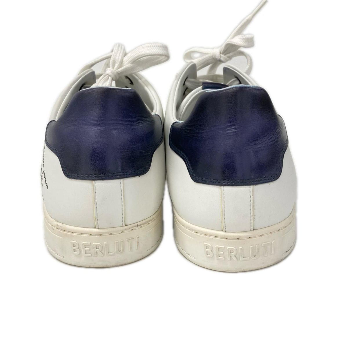berluti Playtime Scritto Leather Sneakers White/Navy Size UK 10.5