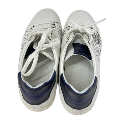 berluti Playtime Scritto Leather Sneakers White/Navy Size UK 10.5
