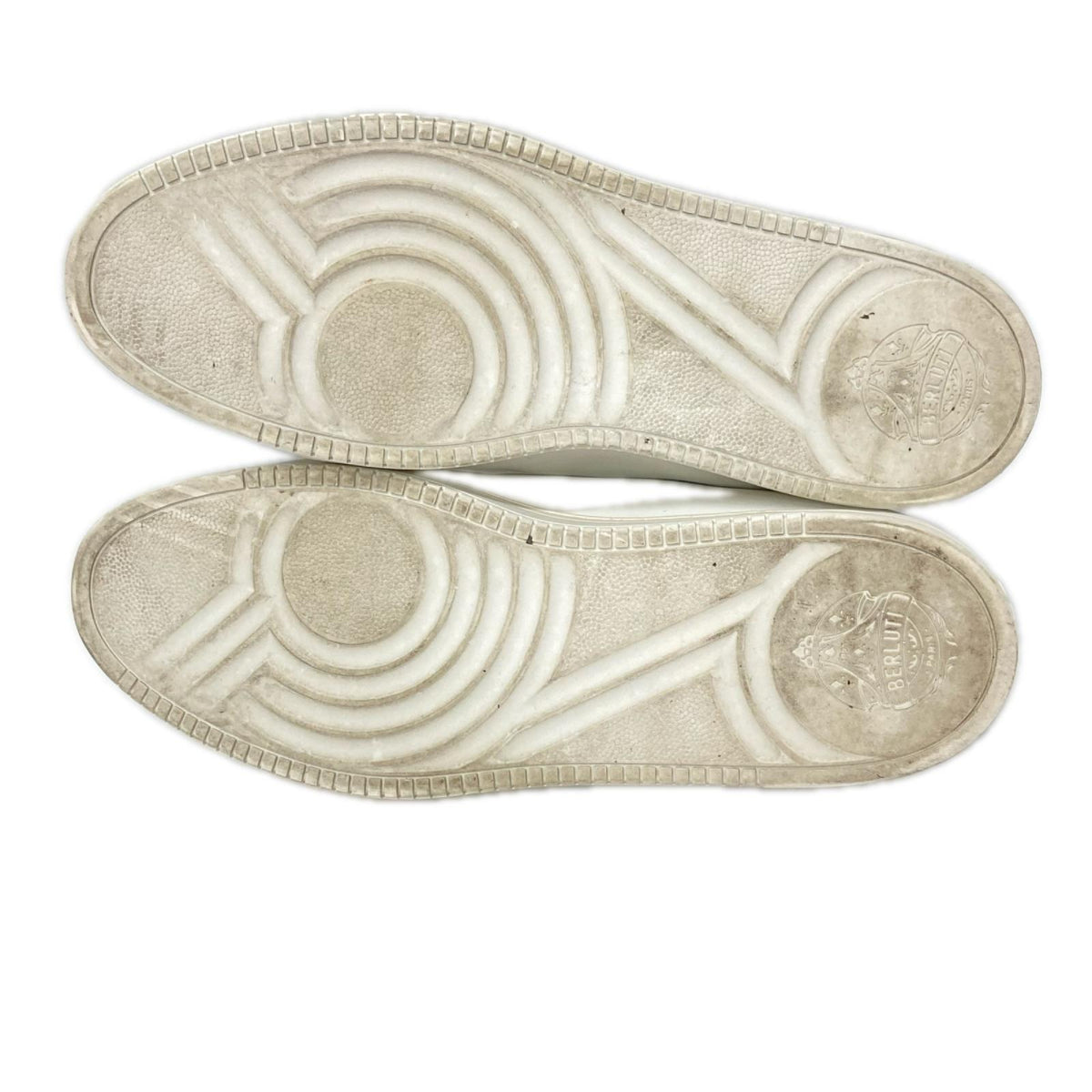 berluti Playtime Scritto Leather Sneakers White/Navy Size UK 10.5