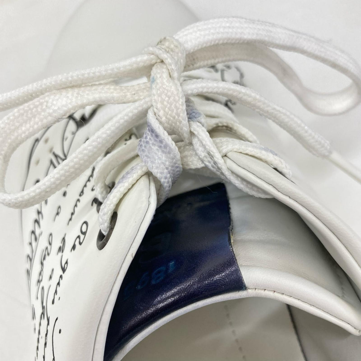 berluti Playtime Scritto Leather Sneakers White/Navy Size UK 10.5