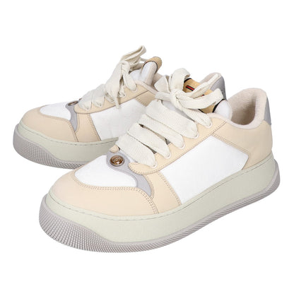 GUCCI GG Screener Leather Low-Top Sneakers Beige Size UK 10
