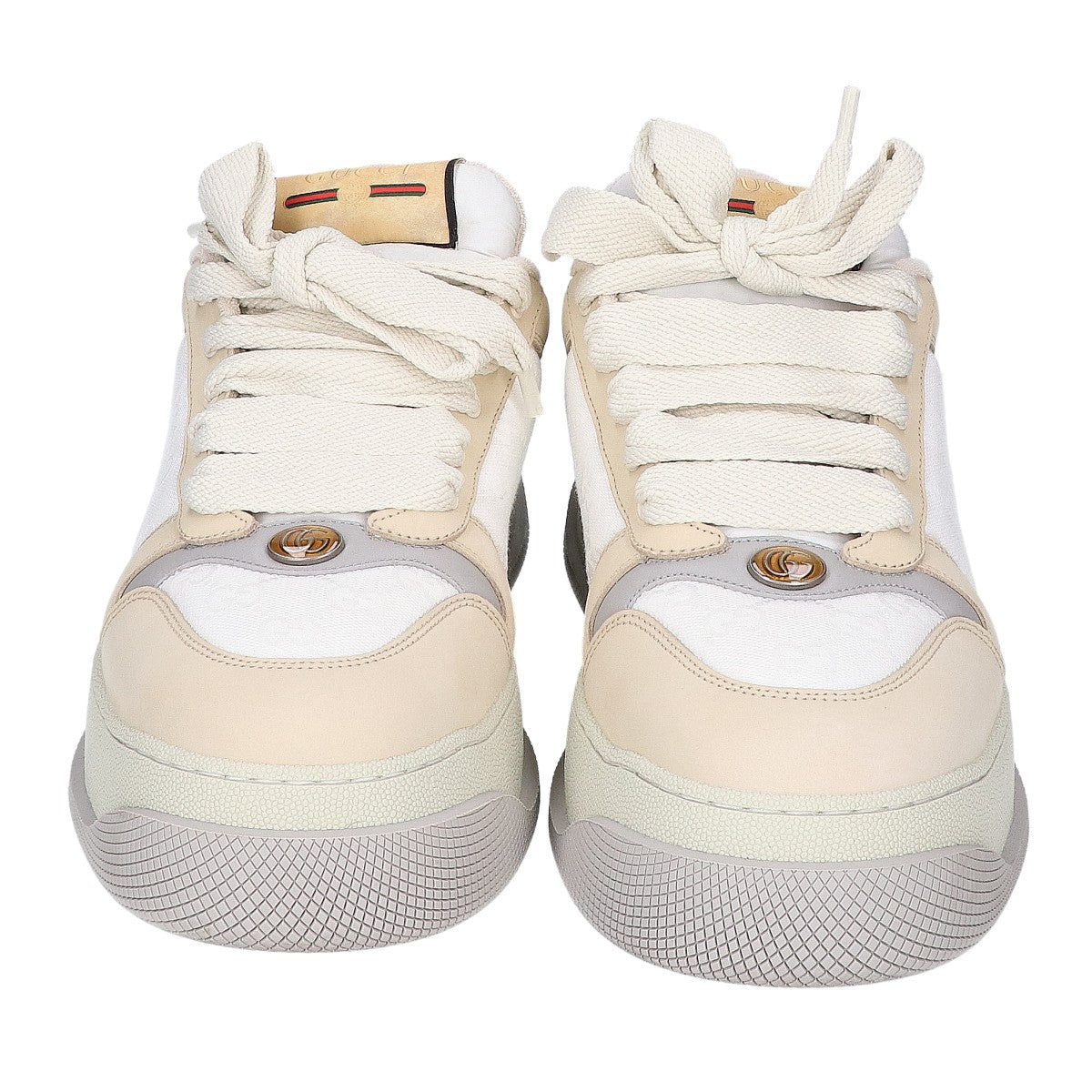 GUCCI GG Screener Leather Low-Top Sneakers Beige Size UK 10