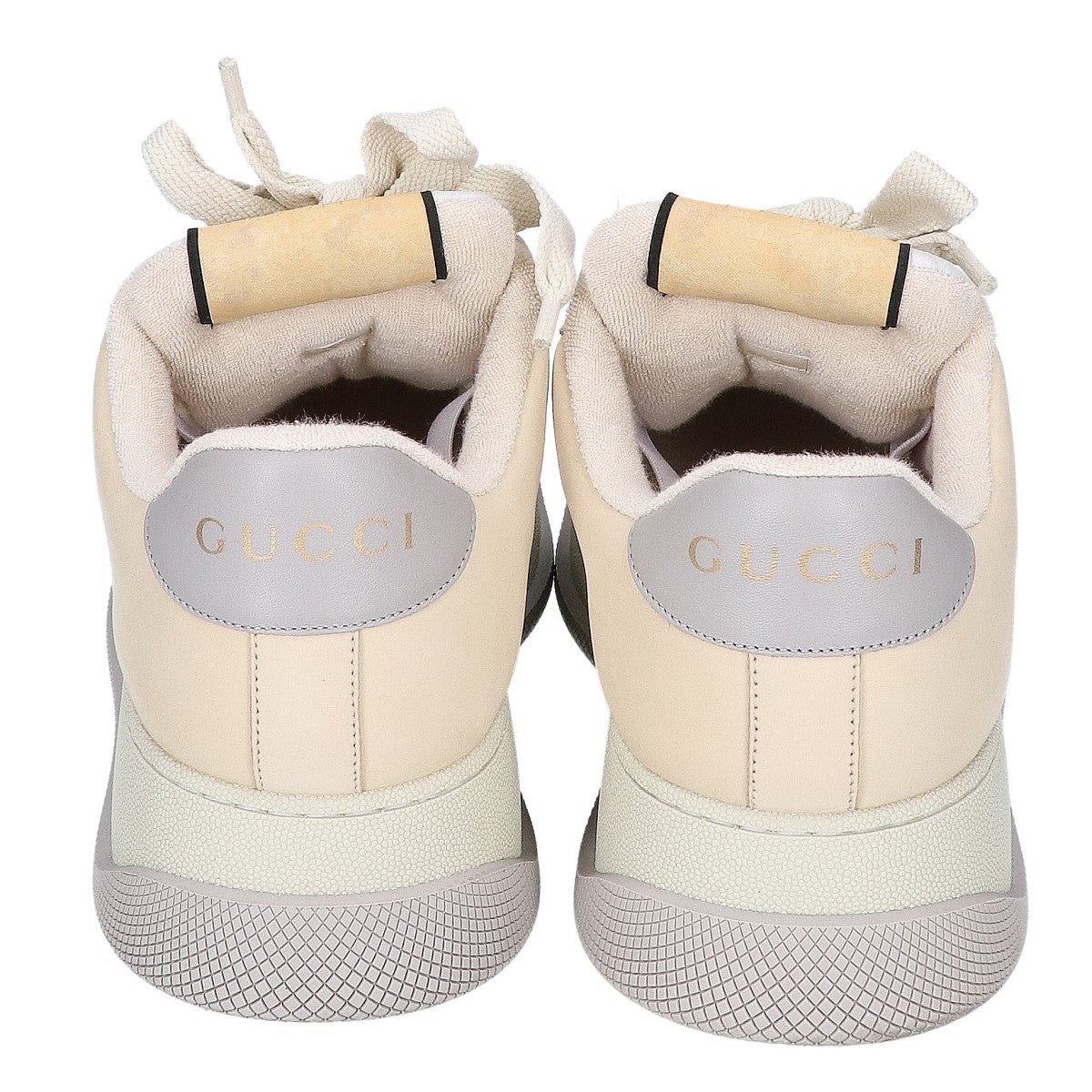 GUCCI GG Screener Leather Low-Top Sneakers Beige Size UK 10